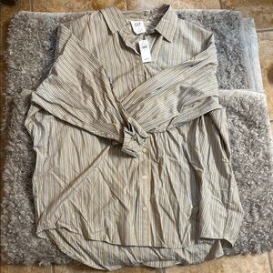 GAP Beige Striped Button Down Shirt